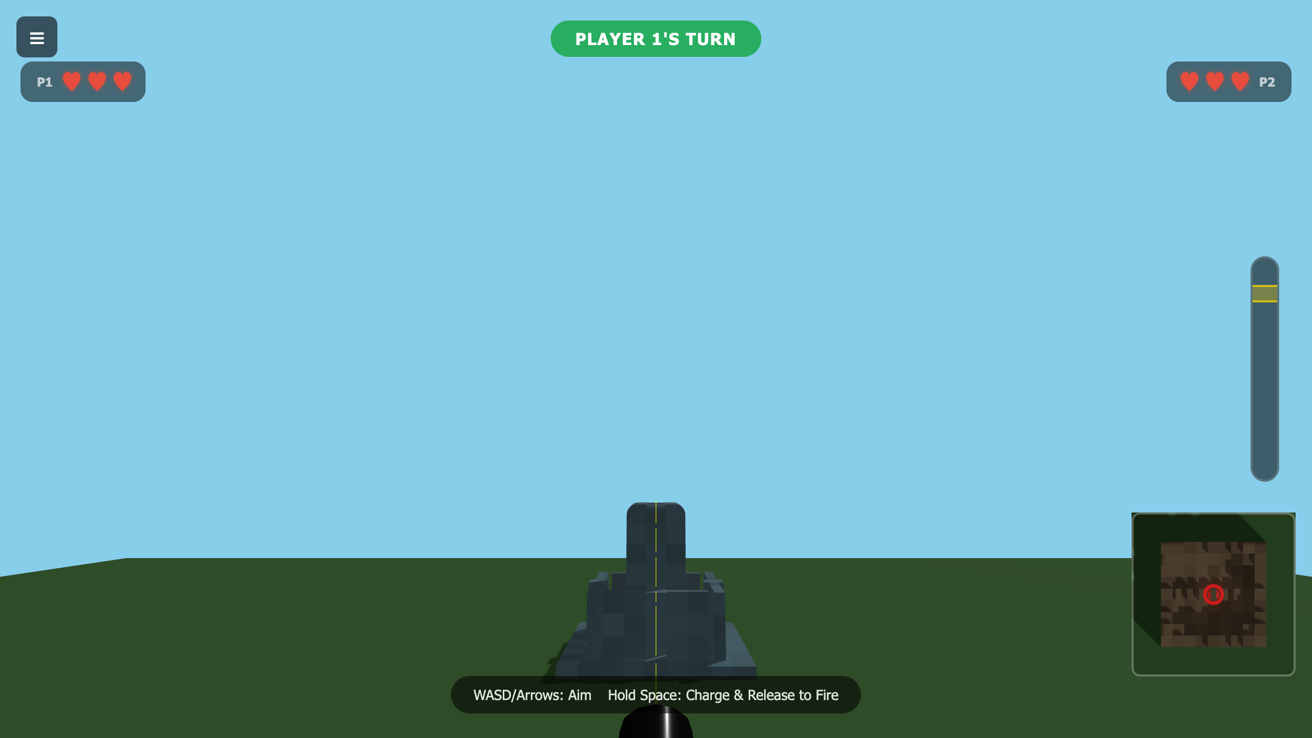 Castle siege battle — cannon aiming at opponent castle